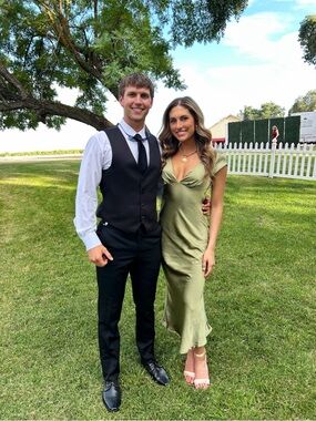 Olive Green Satin Slip Dress